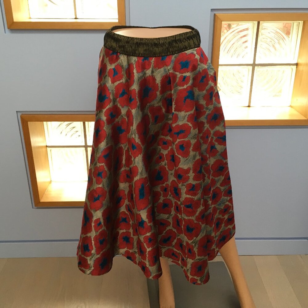 NUI Red and Gold Midi Skirt Size S